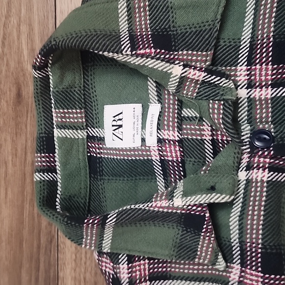 Zara, Green Plaid Men's Button-up Shirt, XL - Picture 3 of 10